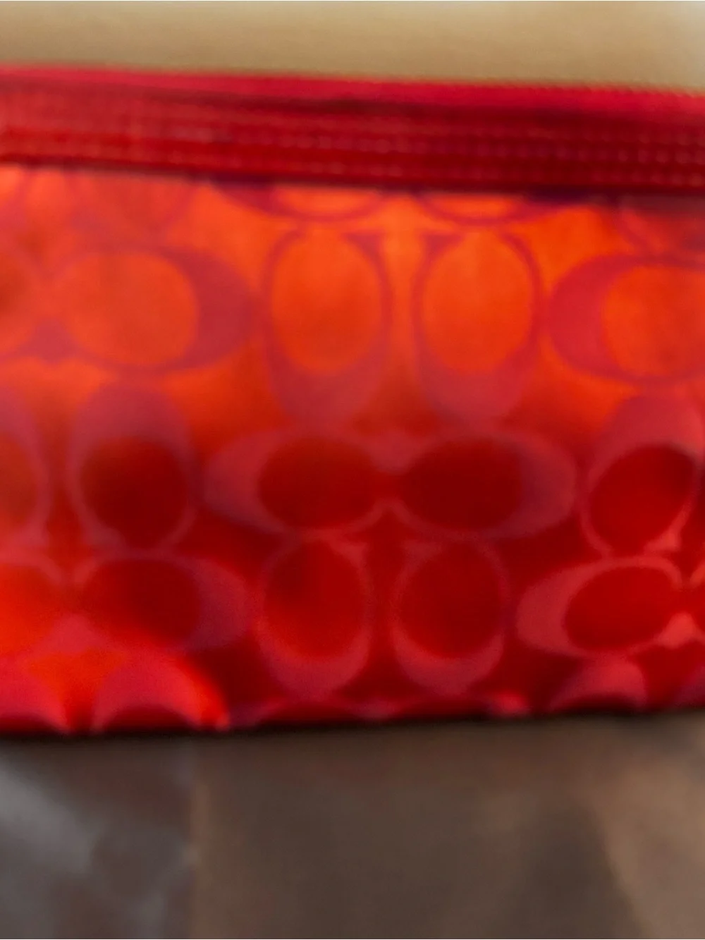 COACH Poppy Hot Pink Signature C Double Zip Crossbody Pouch Bag Y2K Metallic